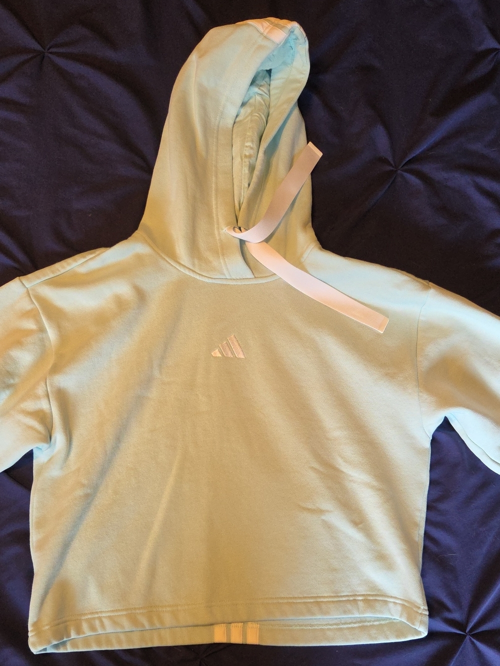 adidas Mint Green Girls' Hooded Cropped Pullover